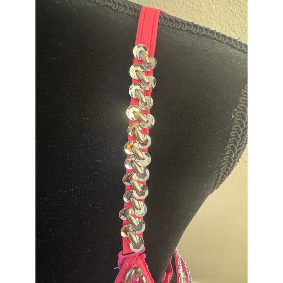 Costume x Belly Dance Sequin, Beaded, Fringe Two Piece Set Size 36 Pink - Picture 11 of 14